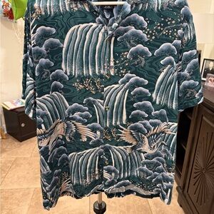 Cotton On Green and White Patterned Shirt